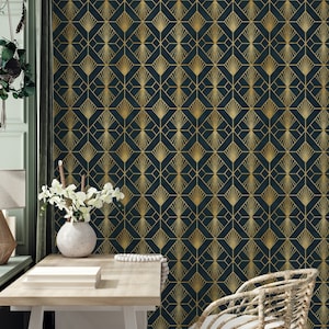 Vintage Art Deco Wallpaper Peel and Stick, Temporary Wallpaper, Removable Wallpaper, Self Adhesive Wallpaper