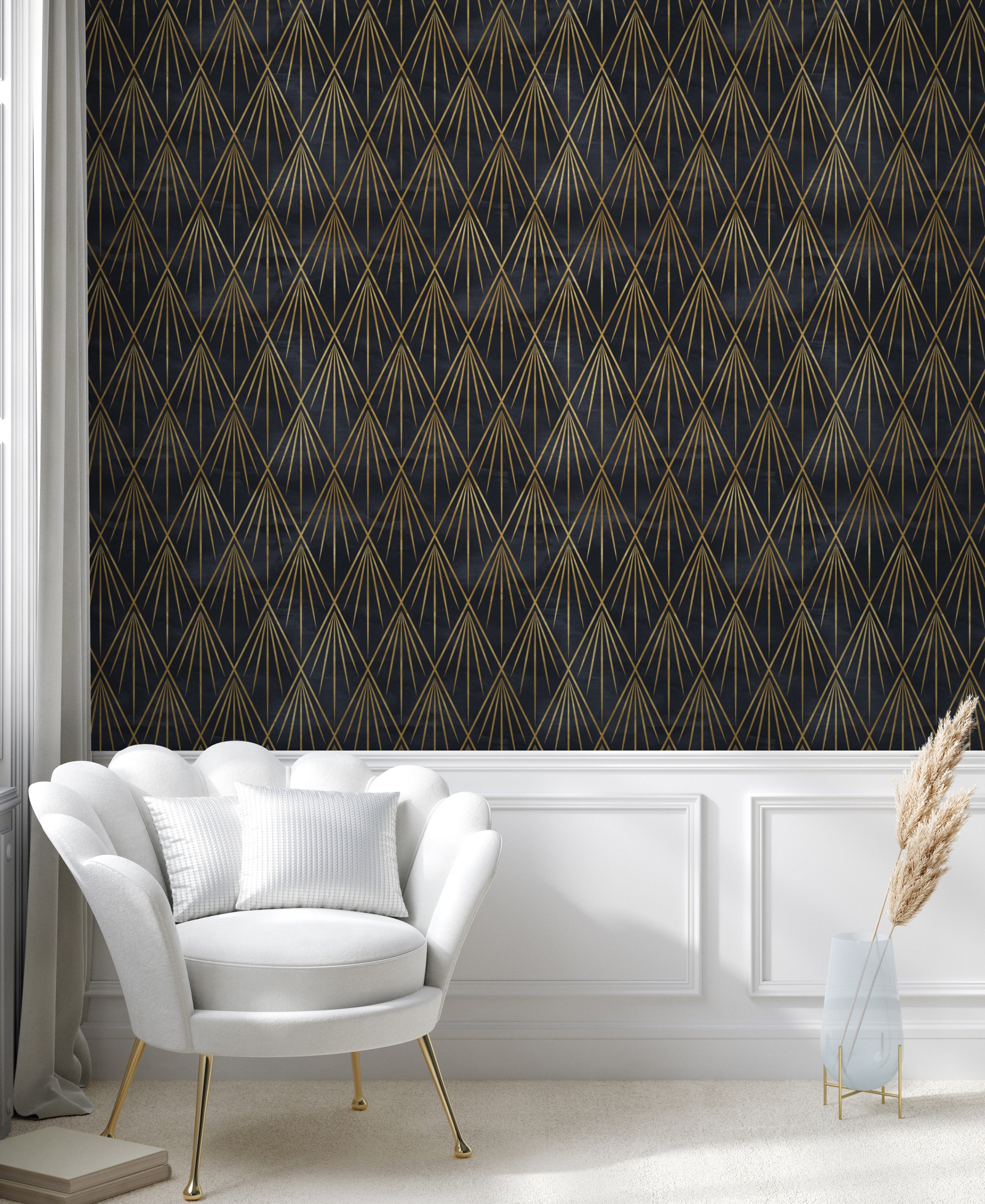 Geometric Peel and Stick Wallpaper: Vintage Art Deco Room Decor - Etsy