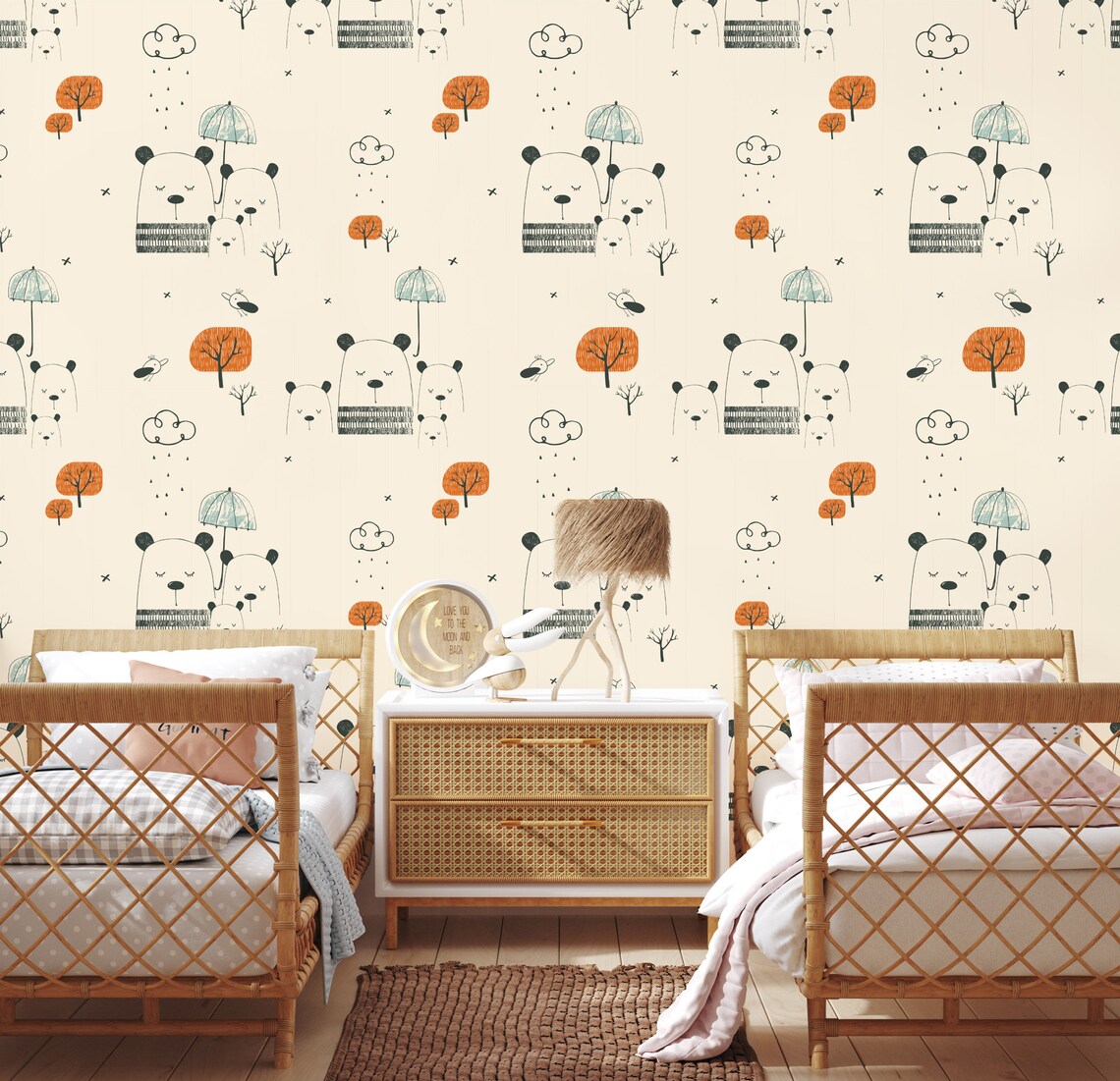 Kids Wallpaper Removable Wallpaper Kids Animals Wallpaper Etsy