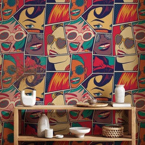 Art Wallpaper Peel and Stick, Pop Art Wall Mural - Etsy
