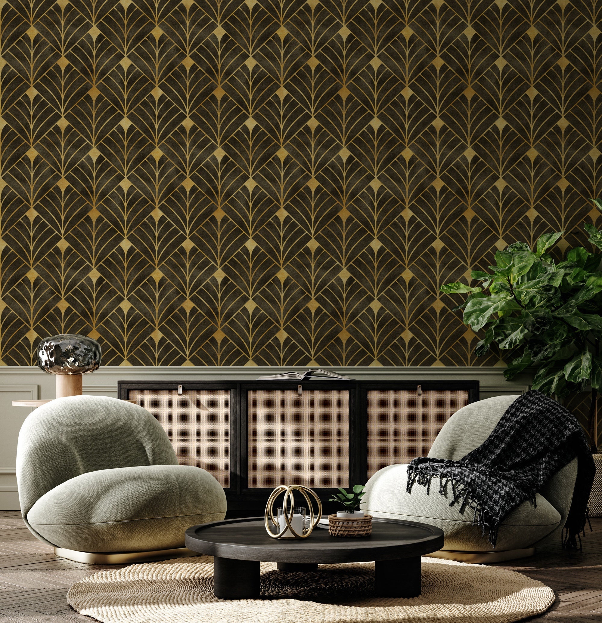 Art Deco Peel and Stick Wallpaper | Vintage Geometric Wall Mural ...