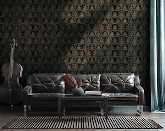 Geometrisch zelfklevend behang: vintage art deco kamerdecoratie