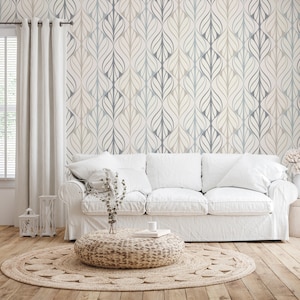 Scandinavian Leaf Removable Wallpaper: Vintage Peel and Stick