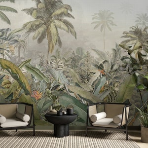 Landscape Wallpaper Peel and Stick, Scene Wall Mural, Vintage Landscape, Removable Wallpaper