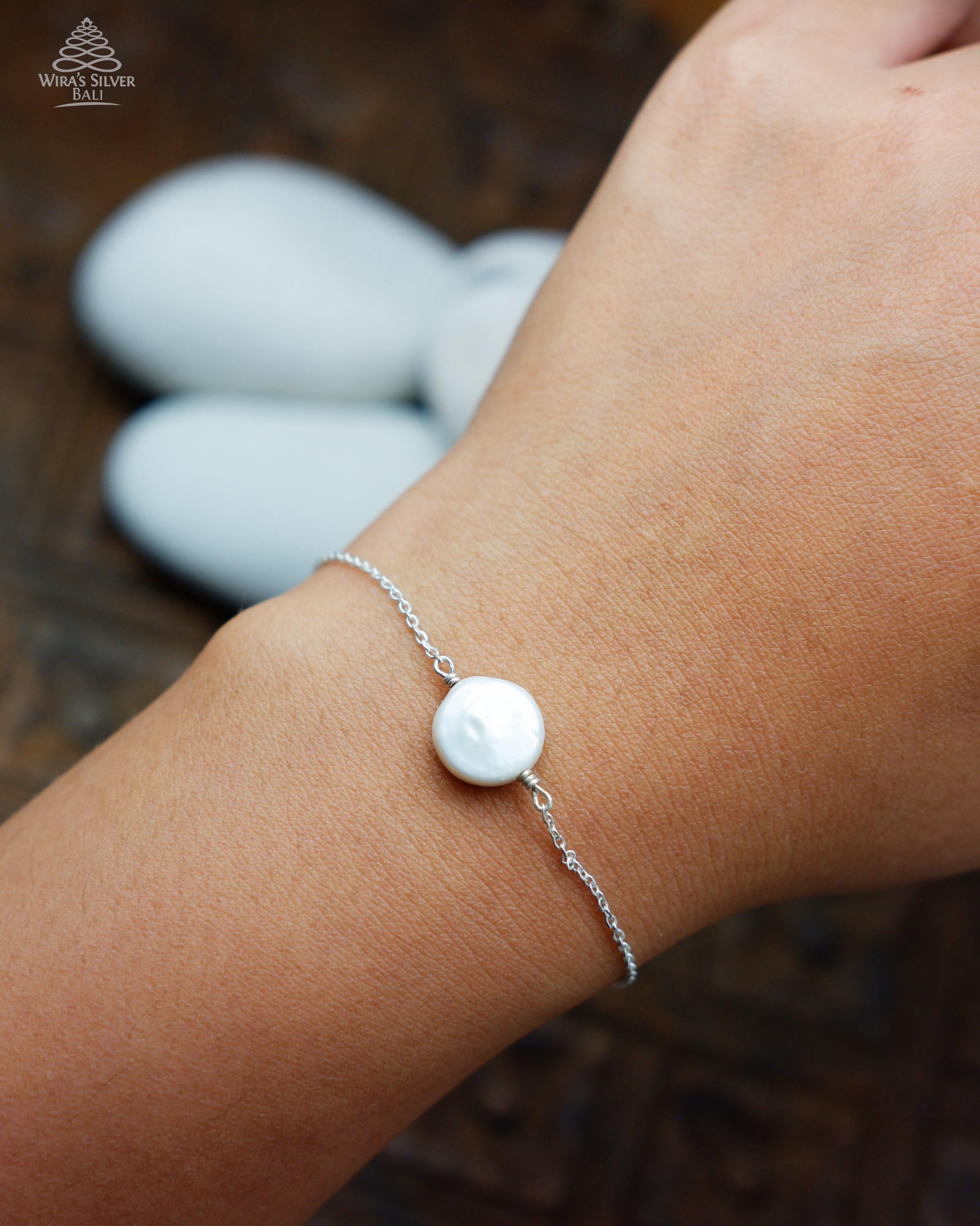 Keshi Bracciale Con Perla Barocca 12 Mm – Argento Sterling 925 Regolabile, Gioiello Naturale Unico