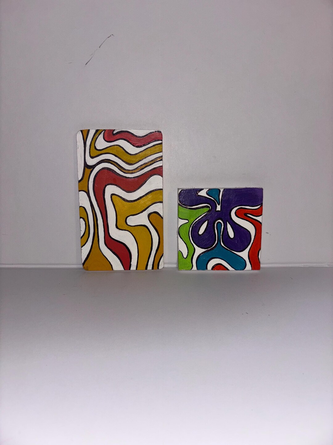 Abstract Mini Abstract Miniature Bundle of 2 Art Painting Set. - Etsy