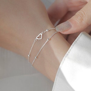Heart sterling sales silver bracelet