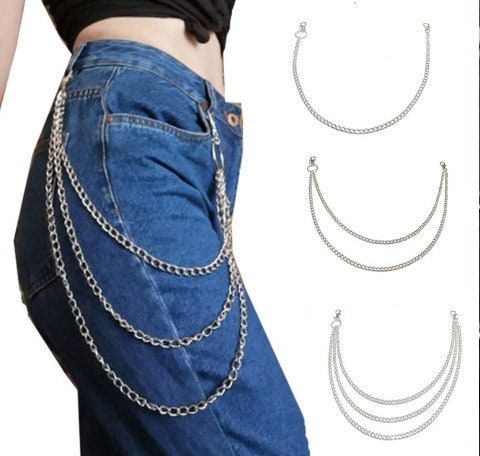 Three Strand Gold Jeans Chain Triple Swag Pants Chain in Silver Thick Heavy  Chunky Stainless Steel Rocker Pants Chain for Men and Women 