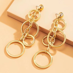 Long Drop Earrings, Gold Silver Statement Dangle Earrings for Women ...