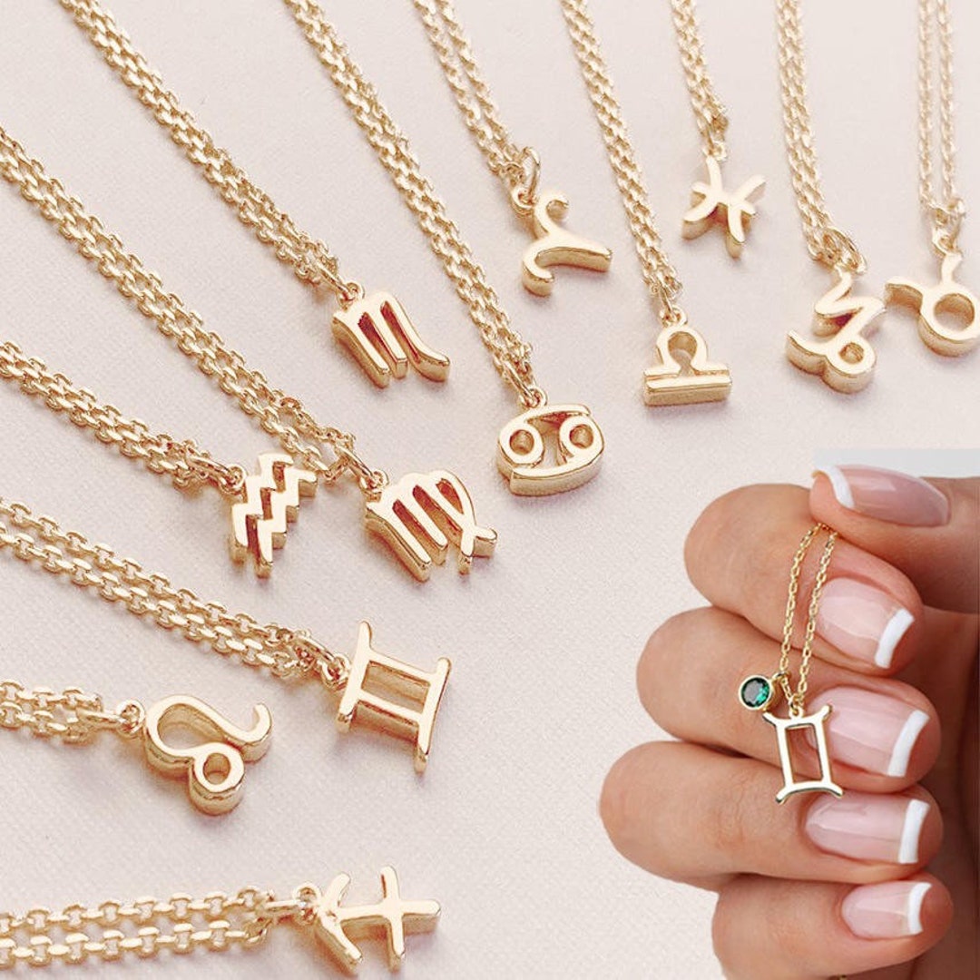 Zodiac and birthstone necklace Clearance