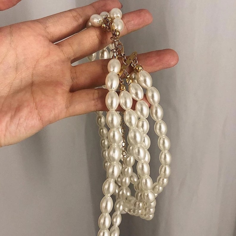 Layered Pearl Choker Multi Strand Pearl Necklace Baroque Etsy