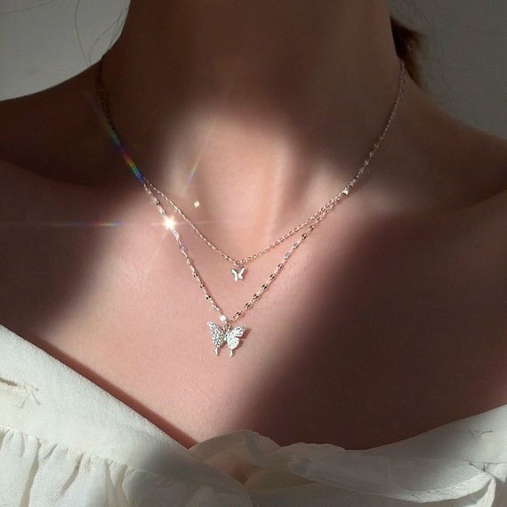 Layered butterfly hotsell necklace