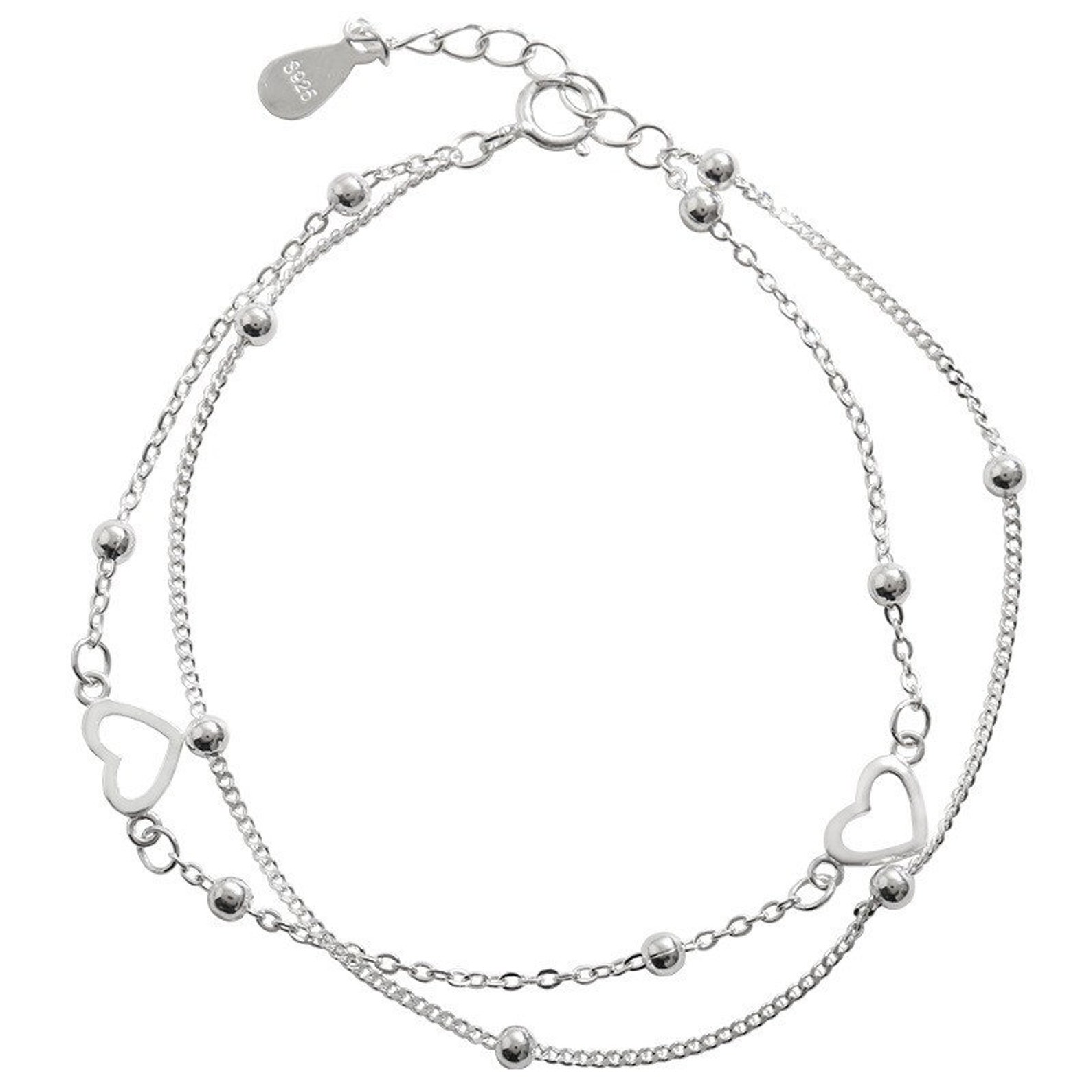925 Sterling Silver Dainty Heart Bracelet Tiny Heart Charm - Etsy
