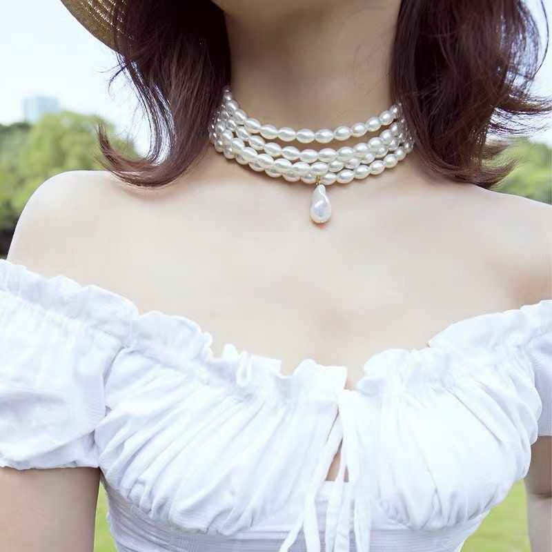 White Single Pearl Choker Necklace Simple Pearl Drop Necklace Baroque One  Pearl Necklace Neck Choker Chokers For Girls From Cecmic, $4.03