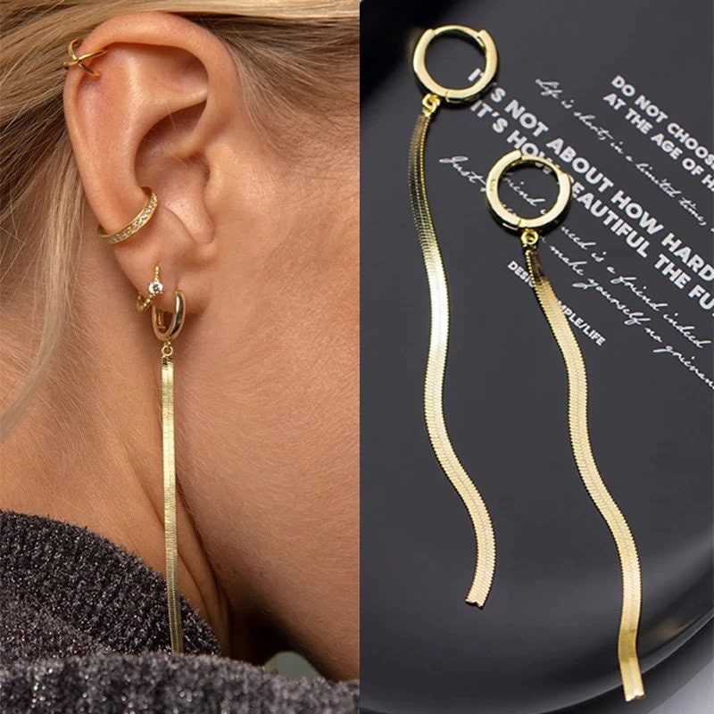 Snake Chain Earrings - Etsy Snake Chain Earrings - Etsy
