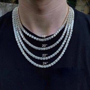 Silver tennis necklace mens sale