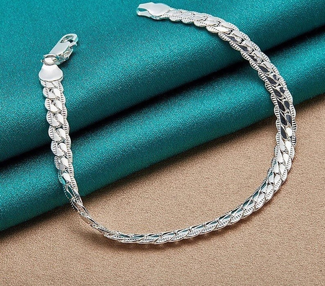 925 Sterling Silver Bracelet, Silver Link Bracelet for Women or Men