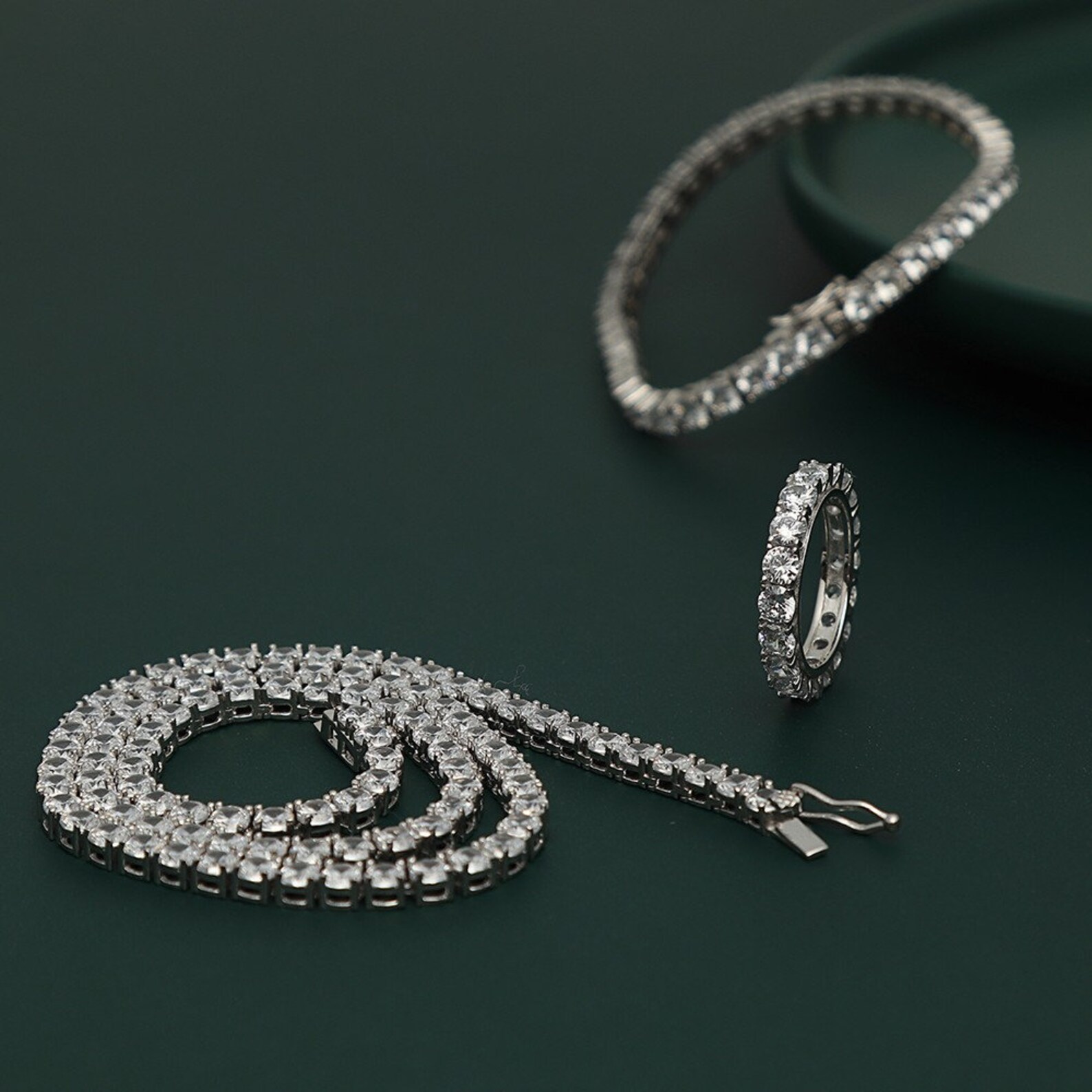 925 Sterling Silver Tennis Chain Necklace Tennis Necklace Etsy