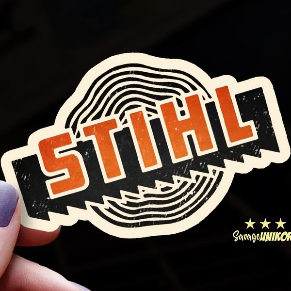 STIHL Chainsaws Sticker | Lumberjack Chainsaw Decal | Outdoor Enthusiast | Toolbox Decor | Antique Chainsaw Hardhat Sticker