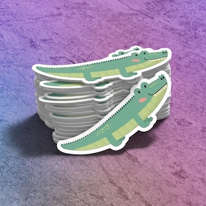 Cartoon Alligator Sticker | Cute Crocodile Decal | Laptop Decal | Water Bottle Sticker | Animal Lover Gift | Fun Zoo Party Favor image 1
