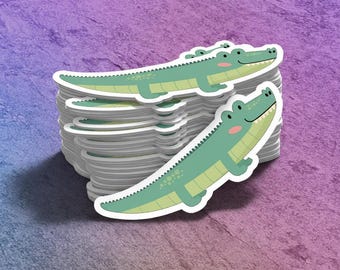 Cartoon Alligator Sticker | Cute Crocodile Decal | Laptop Decal | Water Bottle Sticker | Animal Lover Gift | Fun Zoo Party Favor