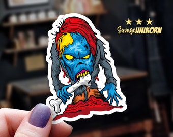 Rad Zombie Monster Vinyl Horror Sticker: Dishwasher Safe Decal