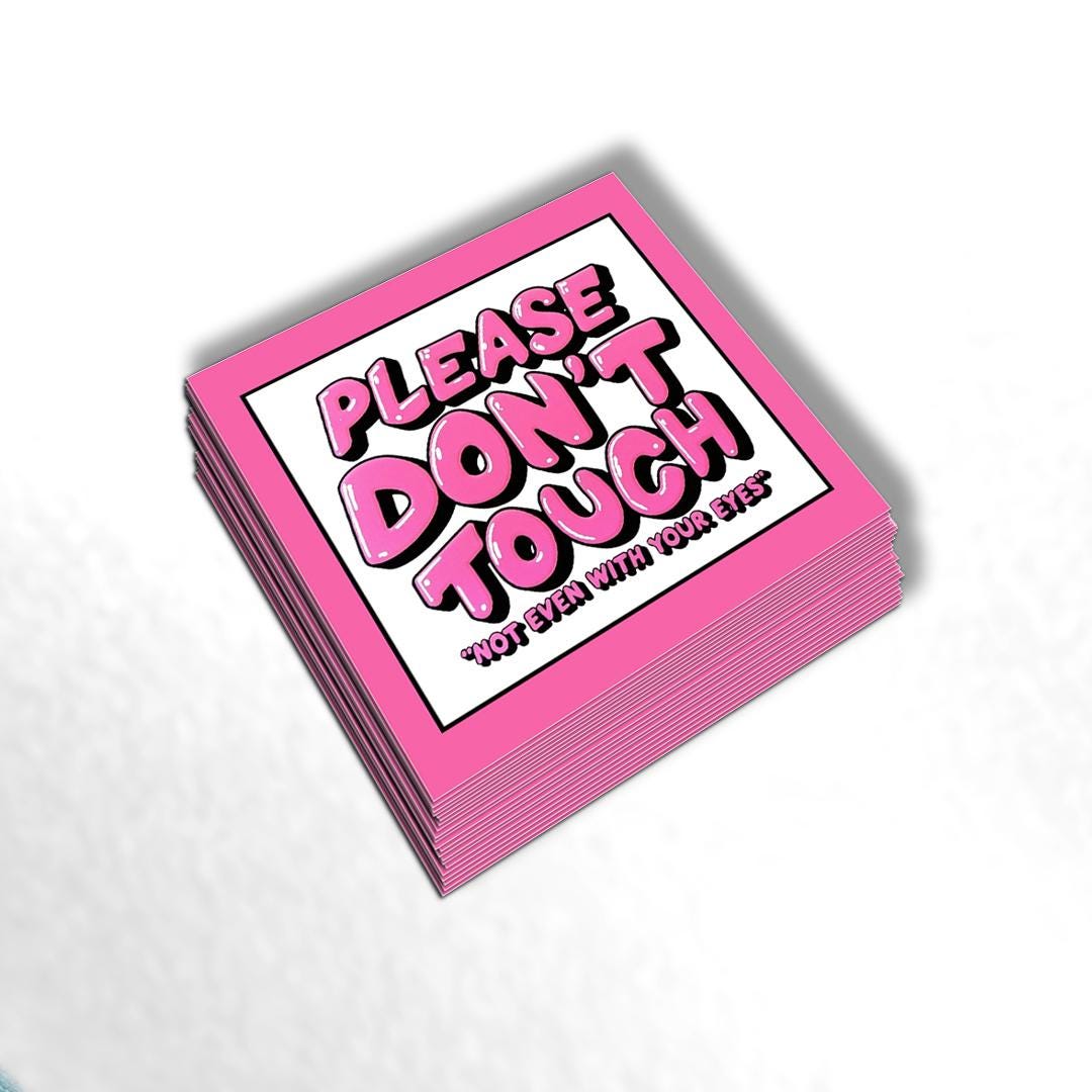 Please Don’t Touch Sticker | Bright Pink Bubble Letter Vinyl Decal ...