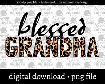 Abuela bendita con estampado de leopardo PNG - Diseño de sublimación de guepardo (descarga digital)