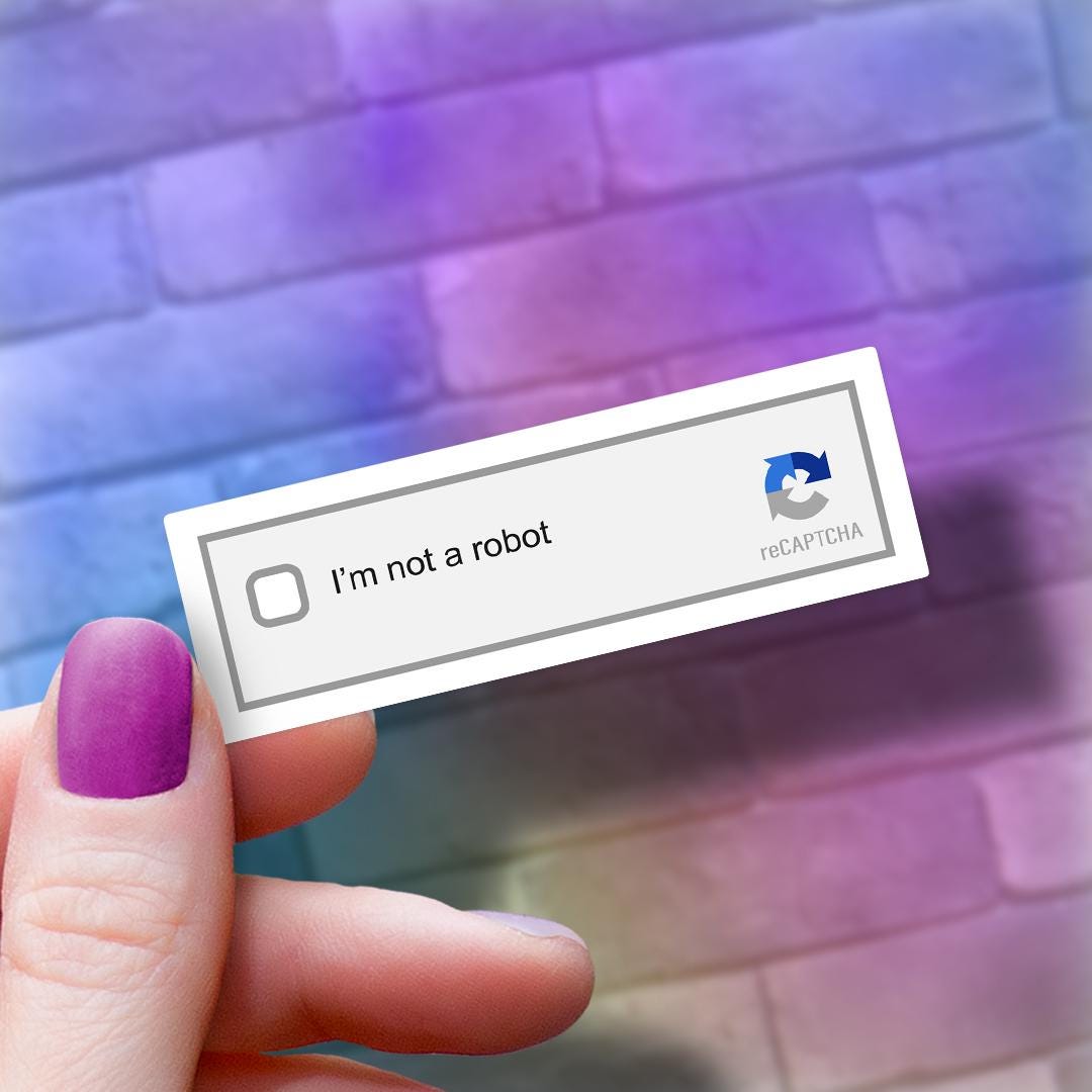 reCAPTCHA Sticker | Internet Security Decal | I Am Not a Robot | Funny Laptop Sticker | Geek Gift