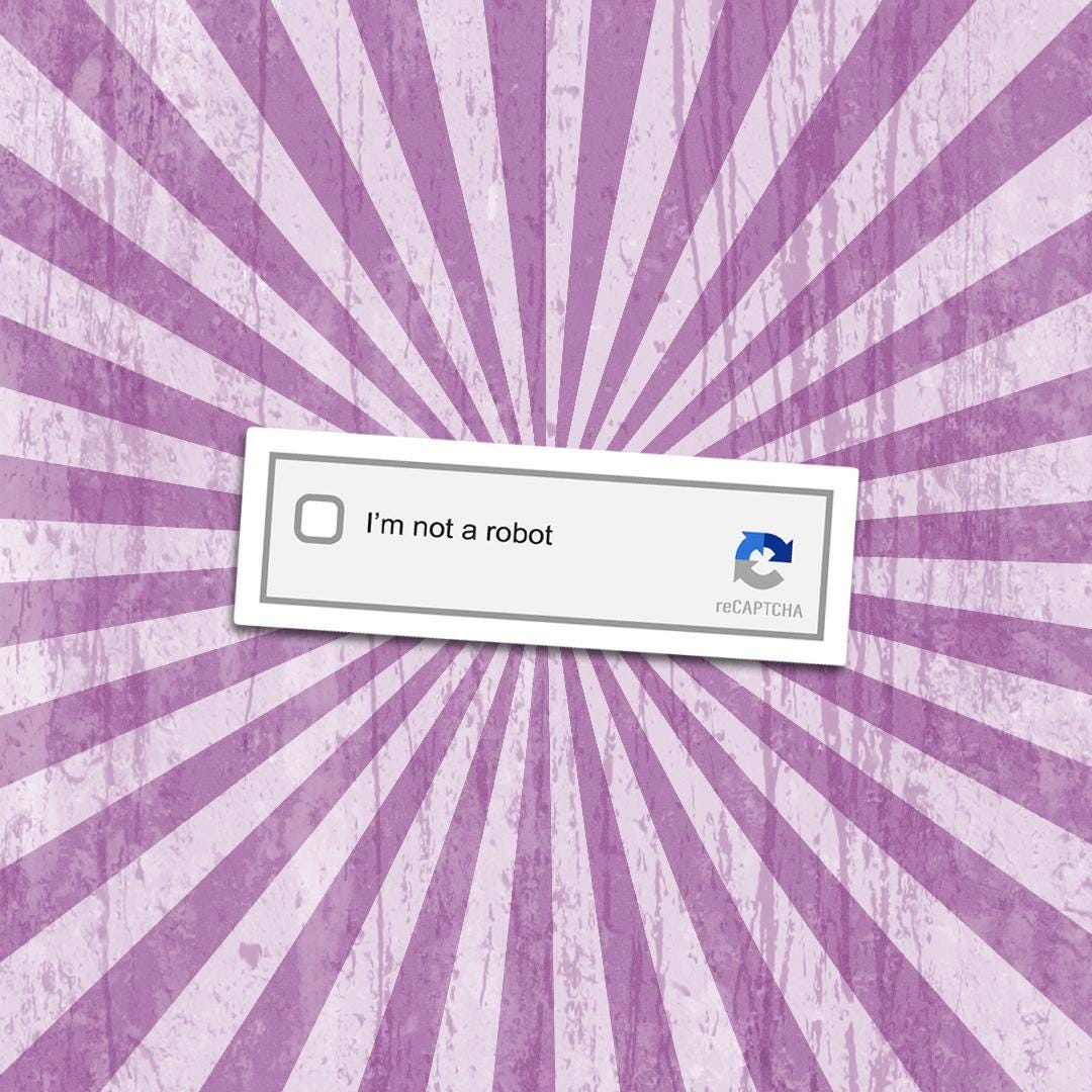 reCAPTCHA Sticker | Internet Security Decal | I Am Not a Robot | Funny Laptop Sticker | Geek Gift