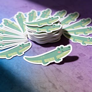 Cartoon Alligator Sticker | Cute Crocodile Decal | Laptop Decal | Water Bottle Sticker | Animal Lover Gift | Fun Zoo Party Favor image 4