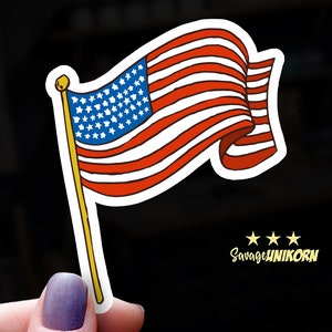 American Flag Stars and Stripes Sticker | Patriotic Decal | USA Pride | Red White Blue | Car Laptop Bumper