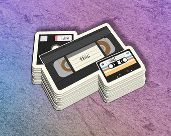 Funny Gen X Millennial Vinyl Sticker | I Am This Old Retro Media Decal of Floppy Disk, VHS, Cassette | Water Bottle, Laptop Decal Safe