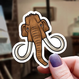 Woolly Mammoth Vinyl Sticker: Waterproof Decal (3.5 in x 3.75 in)