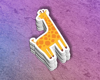 Cartoon Giraffe Sticker: Safari Jungle Wall Decal - Water Bottle, Laptop Decor