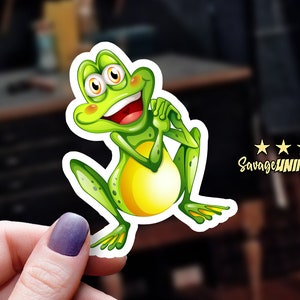 Happy Smiling Frog Sticker | Cute Frog Decal | Animal Lover Gift | Kids Room Decor | Laptop Sticker | Water Bottle Sticker