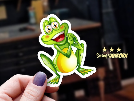 100% Waterproof Smiling Happiness Vinyl Frog Sticker Cute 