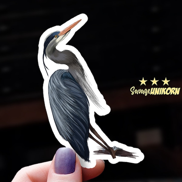 Great Blue Heron Vinyl Sticker | 100% Waterproof | Ships Free