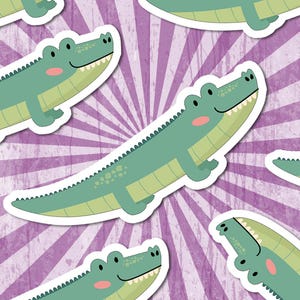 Cartoon Alligator Sticker | Cute Crocodile Decal | Laptop Decal | Water Bottle Sticker | Animal Lover Gift | Fun Zoo Party Favor image 8