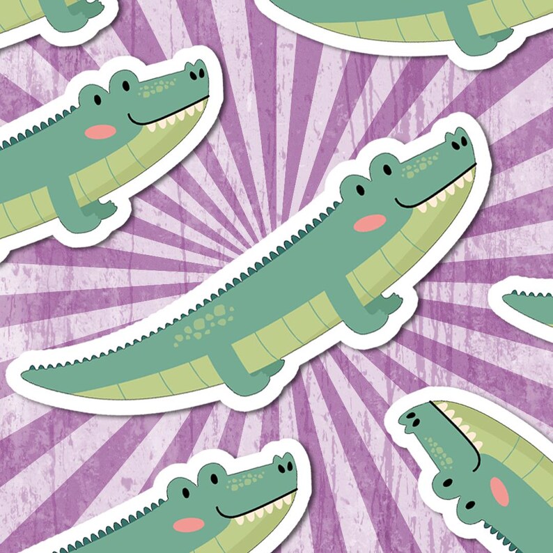 Cartoon Alligator Sticker | Cute Crocodile Decal | Laptop Decal | Water Bottle Sticker | Animal Lover Gift | Fun Zoo Party Favor image 8