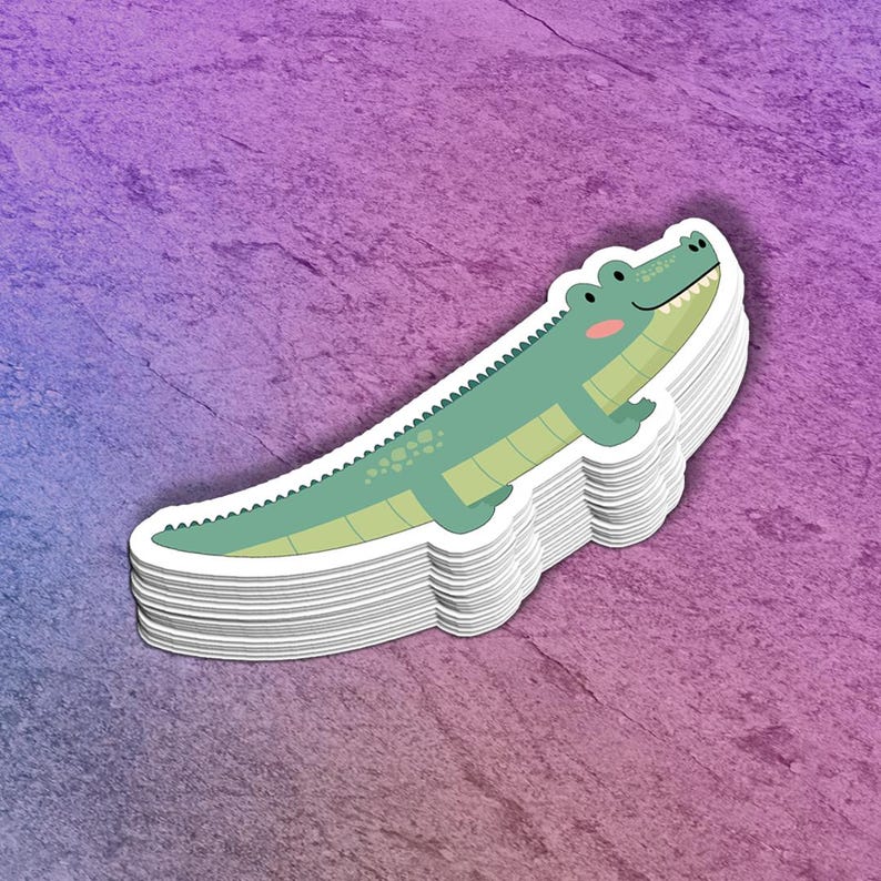 Cartoon Alligator Sticker | Cute Crocodile Decal | Laptop Decal | Water Bottle Sticker | Animal Lover Gift | Fun Zoo Party Favor image 6