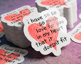 Hand-drawn heart sticker | So Much Love Message | Vinyl Waterproof Decal