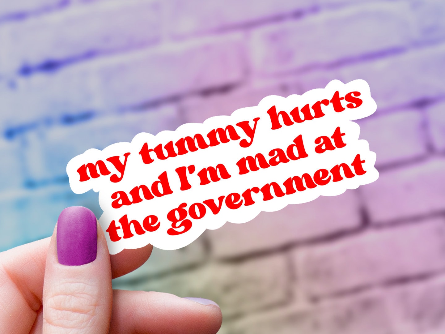 A Most Excellent &quot;My Tummy Hurts and I&#39;m Mad at the Government&quot; Sticker | Protest Sticker | Humorous Laptop Decal | Political Rage
