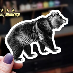 Waterproof Grizzly Bear Vinyl Sticker: Weatherproof Decal (5.5 x 3.5 in)