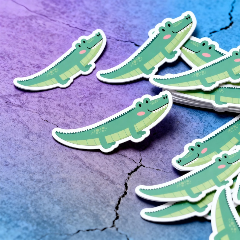 Cartoon Alligator Sticker | Cute Crocodile Decal | Laptop Decal | Water Bottle Sticker | Animal Lover Gift | Fun Zoo Party Favor image 10