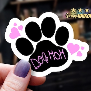 Waterproof Dog Mom Paw Print Vinyl Sticker - UV Resistant Decal