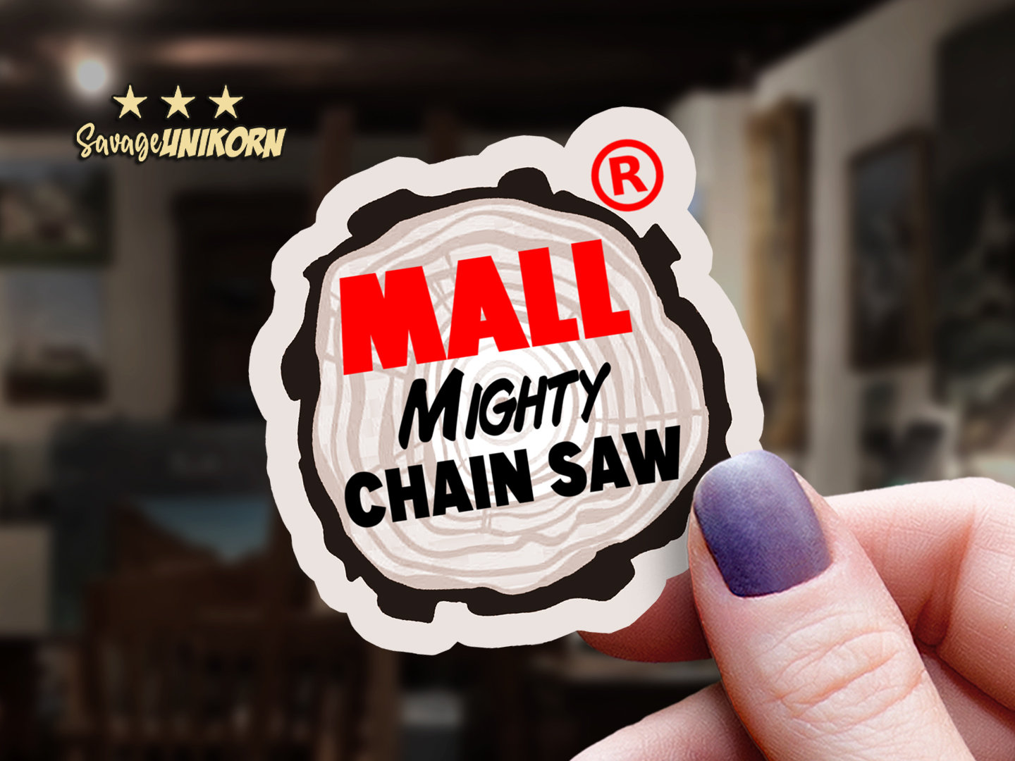 Vintage Style Mall Mighty Chain Saw Vinyl Sticker 100 Waterproof