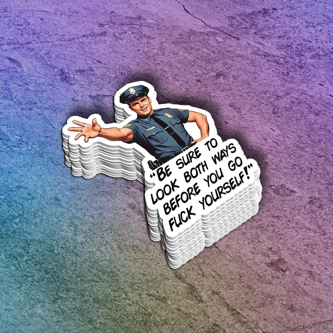 Funny Police Officer Vinyl Sticker: 