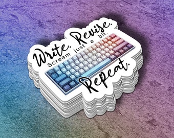 Escribe. Revisa. Grita un poquito. Repite. Vinilo adhesivo para escritores / Pegatina para escribir / Pegatina para portátil / Calcomanía para cuaderno para escritores