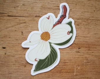 Flowering Dogwood Sticker | Vinyl Sticker |  Laptop Sticker | Journal Sticker | Virginia State Flower